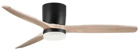 Lustra LED cu Ventilator si telecomanda ALOA negru/natural wood