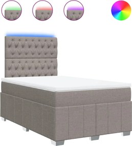 vidaXL Pat box spring cu saltea, gri taupe, 120x200 cm, textil