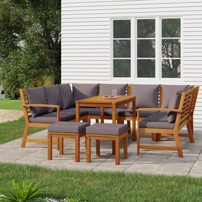 3154977 vidaXL Set mobilier de grădină cu perne, 9 piese, lemn masiv de acacia