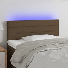 3121729 vidaXL Tăblie de pat cu LED, maro închis, 80x5x78/88 cm, textil