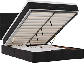 vidaXL Cadru de pat otoman cu saltele, catifea neagră 140x190cm