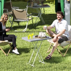 Outsunny Măsuță de Cafea Pliabilă, Reglabilă pe Înălțime și Portabilă, cu Blat HDPE și Cadru Metalic, 76x50x74 cm, Alb | Aosom Romania