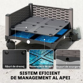 Outsunny Jardinieră Înălțată Autoirigantă din Metal cu Spalier de 185 cm, cu 4 Roți Blocabile pentru Plante Cățărătoare, Recipient cu Găuri de Drenaj pentru Legume și Flori, Negru | Aosom Romania