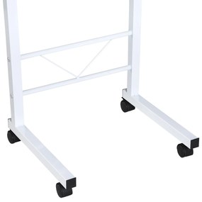 HOMCOM Suport lateral reglabil pe înălțime mobilă masă de cafea cu roți frânare C-Tables Placă de lemn Oțel Metal Plastica Alb Fag 60 x 40 x 68-78 cm | Aosom Romania