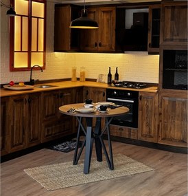 Masa de bucatarie  rotunda nuc negru Ø90 cm