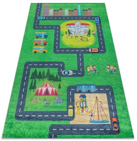 BAMBINO 2660 covor lavabil Oraș, străzi pentru copii anti-alunecare - verde / gri