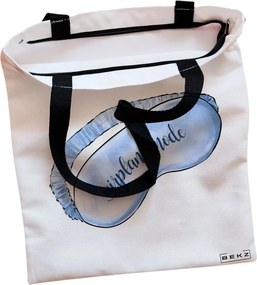 Sacosa de Panza pentru Cumparaturi, Geanta Tote, Travel Girl 17, Cu fermoar, 38x34.5 cm, Alba, BEKZ®