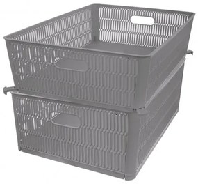 Coș de plastic stivuibil Orion NESTA, 38 x 33 x12,7 cm, gri, L