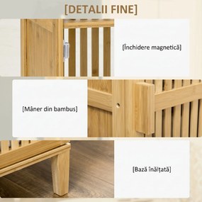 HOMCOM Dulap de Baie Subțire din Bambus, Dulăpior Economisire Spațiu cu 4 Rafturi și Ușă cu Lamele, Natural | Aosom Romania