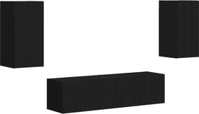 vidaXL Set comodă TV 4 pcs Negru Lemn compozit