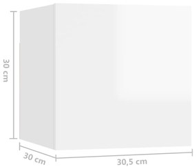 Set dulap TV, 6 piese, alb extralucios, PAL 1, Alb foarte lucios, 80 x 30 x 30 cm