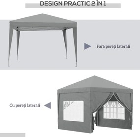 Outsunny Foișor de Grădină Impermeabil, cu Panouri Laterale Pliabile din Oțel și Acoperiș, 2,95x2,95x2,58 m, Verde | Aosom Romania