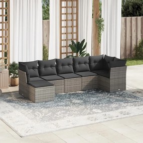 vidaXL Set canapele de grădină, 7 piese, cu perne, gri, poliratan