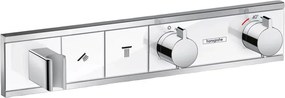 Baterie dus incastrata Hansgrohe RainSelect termostatata alb - crom cu 2 functii cu porter