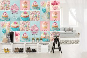 Fototapet - Prăjitură colorată și marshmallows (254x184 cm)