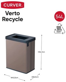 Coș de gunoi roz de reciclat din plastic reciclat 54 l Verto Recycle – Curver