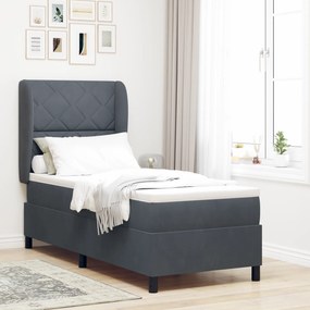 vidaXL Pat cu arcuri cu saltea Gri închis 80 x 200 cm Catifea
