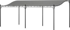 Outsunny Pergolă de perete 3x6 m cu acoperiș înclinat, orificii de drenaj și structură metalică, gri închis | Aosom Romania