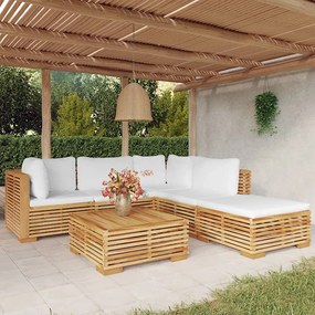 3100859 vidaXL Set mobilier grădină cu perne, 6 piese, lemn masiv de tec