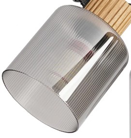 Brilagi - Lampă spot HYGGE 3xE14/15W/230V lemn de hevea/sticlă fumurie