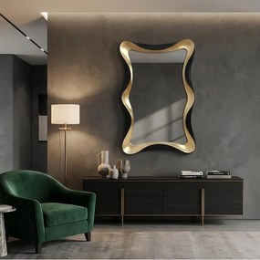 Oglinda de perete decorativa ALICE 120cm negru/ auriu