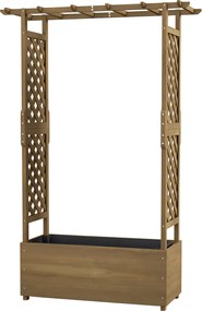 Outsunny Jardinieră cu treillis și arc, ghiveci pentru flori cu gaură de drenaj pentru plantă agățătoare, 112 x 41 x 180 cm, maro | Aosom Romania