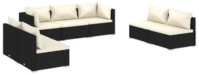 3102231 vidaXL Set mobilier de grădină cu perne, 7 piese, negru, poliratan