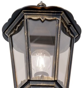 Aplica de perete exterior stil clasic IP43 Puchberg AL 11K/82570 schwarz-gold/rauch OR
