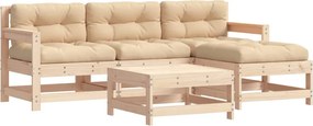 vidaXL Set mobilier de grădină cu perne, 5 piese, lemn masiv