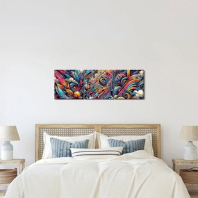 Tablou - Graffiti multicolor (cu ceas) (90x30 cm)