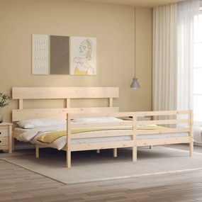 vidaXL Cadru pat cu tăblie 200x200 cm, lemn masiv de pin