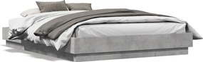 vidaXL Cadru de pat, gri beton, 120x190 cm, lemn prelucrat
