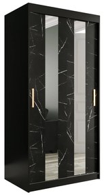 Dulap de haine 100 cm Marbelo P (mat negru + marmură neagră). 1064509