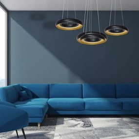 LED Lustră pe cablu RONDO 3xLED/12W/230V negru