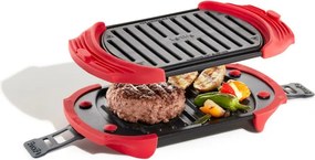 Grill pentru cuptorul cu microunde Lekue 1009081, 25,2 x 14,8 x 5,4 cm, Silicon platinat, Otel cu acoperire antiaderenta, 0 /+240 °C, Roșu