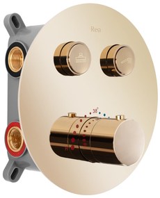 Set de duș incastrat Rea LUNGO Auriu + BOX cu Termostat