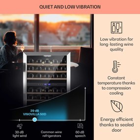 Klarstein Vinovilla 50 Duo, Frigider pentru vinuri cu două zone, 53l, 17 fl., ușă din sticlă în 3 culori