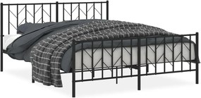 vidaXL Cadru pat fără saltea, cu tăblie picioare negru 160x200cm metal