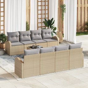 vidaXL Set de canapele cu 9 piese pentru grădină cu perne Bej Ratan Poli