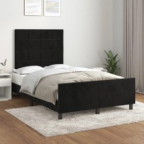 Cadru de pat cu tablie, negru, 120x200 cm, catifea Negru, 120 x 200 cm, Cu blocuri patrate