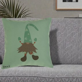 Perna Decorativa Pitic Gnom Nordic cu Cadou Menta, 40x40 cm, Verde, Husa Detasabila, Perna Inclusa, BEKZ®