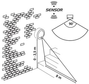 Rabalux 7969 - LED Aplică perete exterior cu senzor AMARILLO LED/1,5W/3xAA IP44 negru