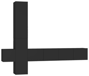 Set dulapuri TV, 5 piese, negru, PAL Negru, 80 x 30 x 30 cm (2 pcs), 1