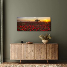 Tablou cu lunca și macii (120x50 cm)