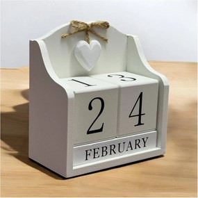 Calendar decorativ din Lemn, LOVE ,   15 x 8 x 15 cm, White