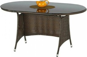 Masa gradina MASTER, maro inchis/negru, sticla/metal, 150x90x74 cm