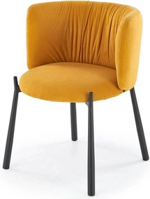 Scaun K531, galben mustar/negru, stofa catifelata/metal, 60x58x76 cm