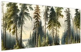 Tablou - Peisaj de epocă de păduri (120x50 cm)