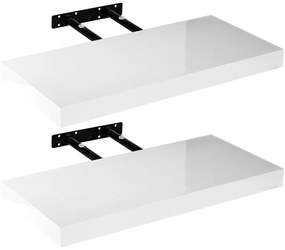 Stilista Raft de perete, alb lucios, 30 cm, 2 bucăți