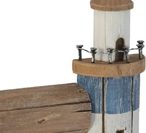 Oglindă decorativă 3D de perete din lemn reciclat și sticlă, 45×5×77 cm, „Lighthouse"